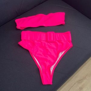Women Two Piece Hot Pink Swimsuit